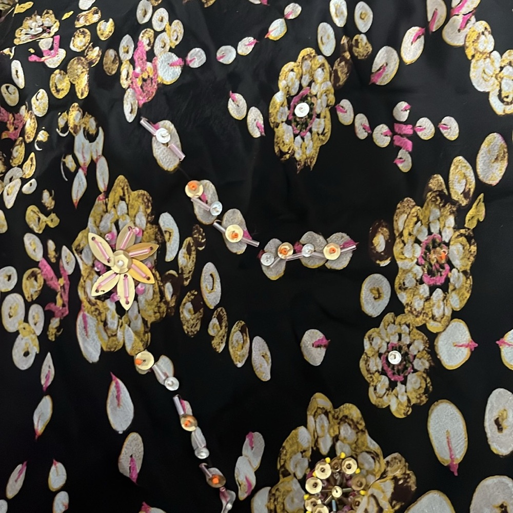 Diane von Furstenberg Black/Floral Silk Blouse size small - Picture 5 of 6